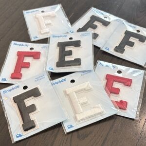 Simplicity Red, Black, and White Letter Patches